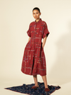 Broken Check Waist Pleat Dress