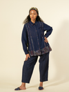 Indigo Monet Stitch A-line Shirt