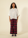 Dotted Plaid Straight Pants