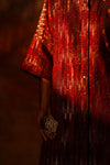 Red Ajrak Zari Kimono Tunic