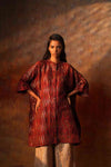 Red Ajrak Zari Kimono Tunic