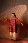 Red Ajrak Zari Kimono Tunic