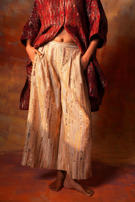 Beige Gota Woven Pants