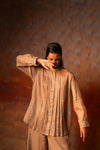 Pleated Shirt Gota Emb Beige