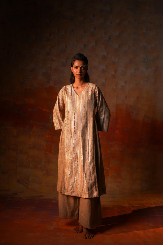 Side Pleat Tunic Beige