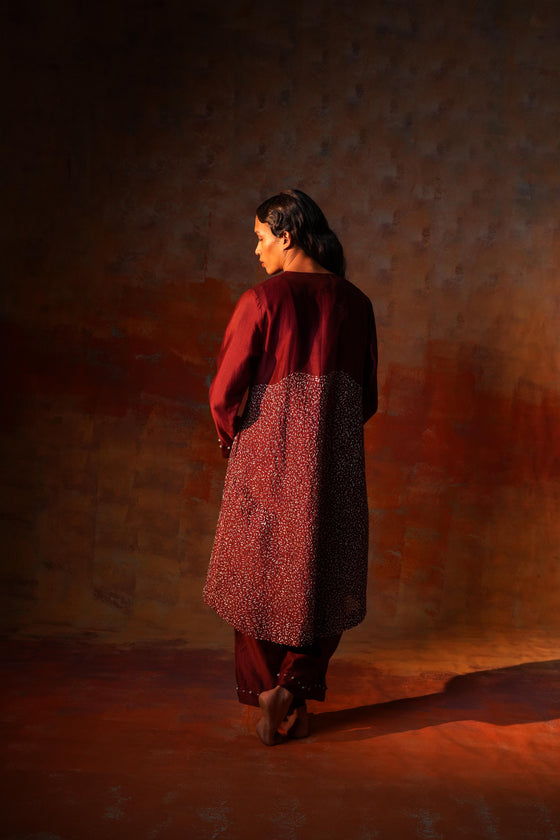 A-line Jacket Red Gota Emb