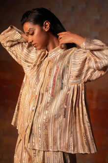  Side Pleat Shirt Beige Woven