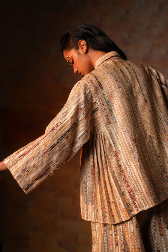 Side Pleat Shirt Beige Woven