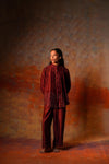 Pleated Shirt Gota Emb Red