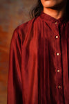 Pleated Shirt Gota Emb Red