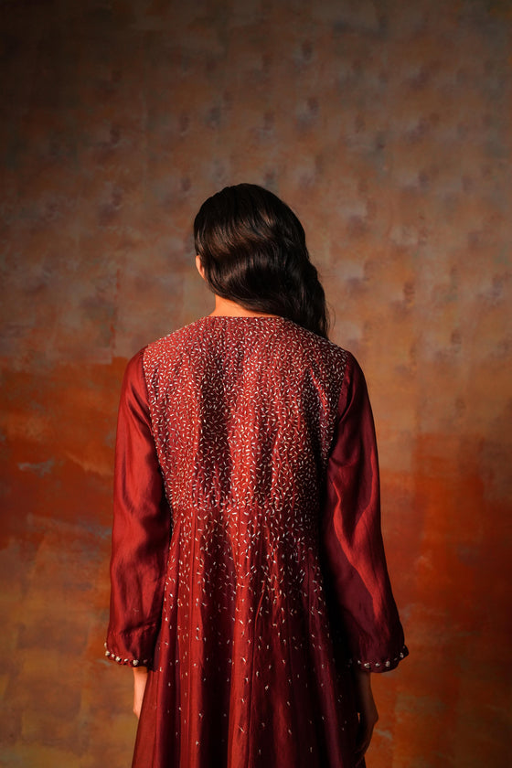 Panelled Jacket Gota Emb Red