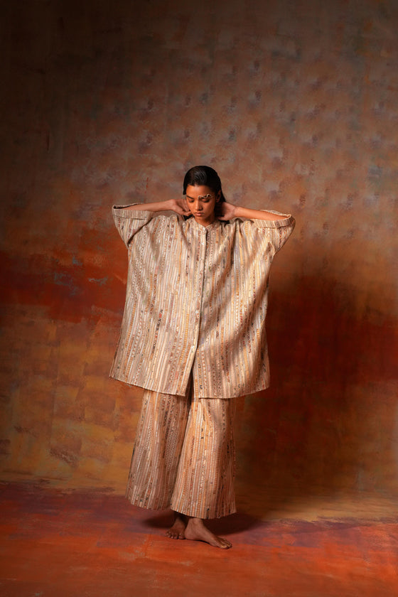 Kimono Tunic Beige Gota Woven