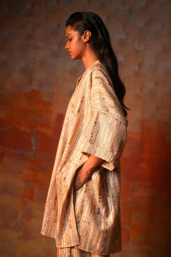 Kimono Tunic Beige Gota Woven