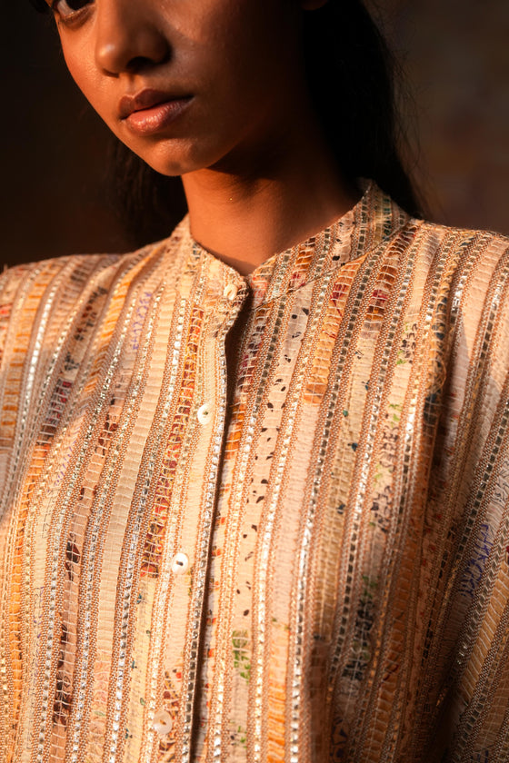 Kimono Tunic Beige Gota Woven