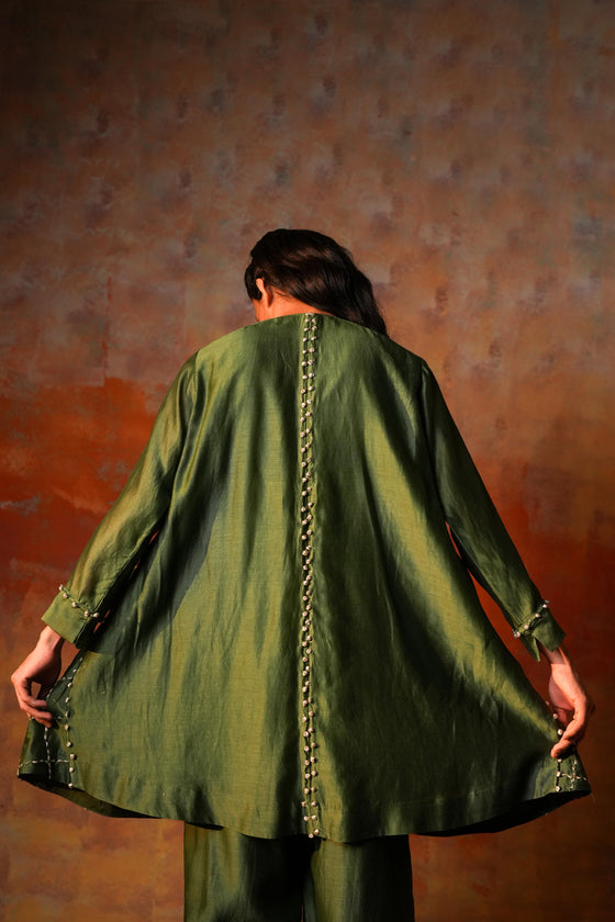 Swing Tunic Check Emb Green