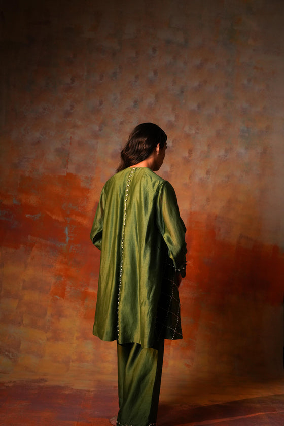 Swing Tunic Check Emb Green