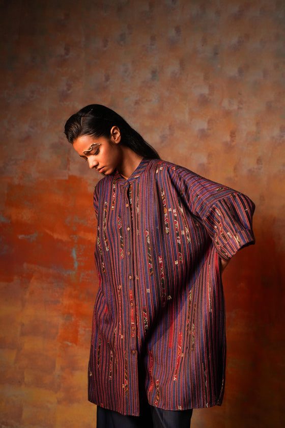 Kimono Tunic Purple Woven