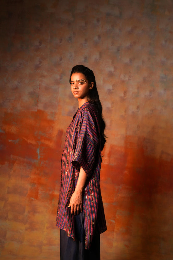 Kimono Tunic Purple Woven