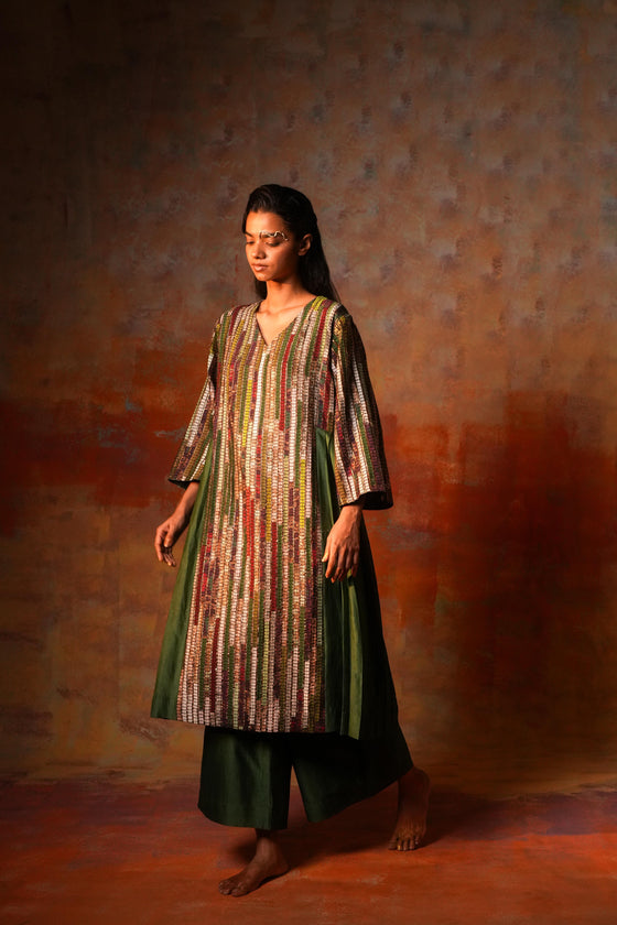 Side Pleat Tunic Green