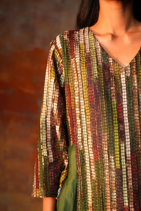 Side Pleat Tunic Green