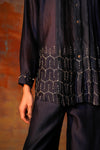 Pleated Shirt Gota Emb Indigo