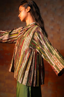  Side Pleat Shirt Green Woven