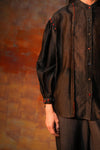 Single Pleat Emb Shirt Black