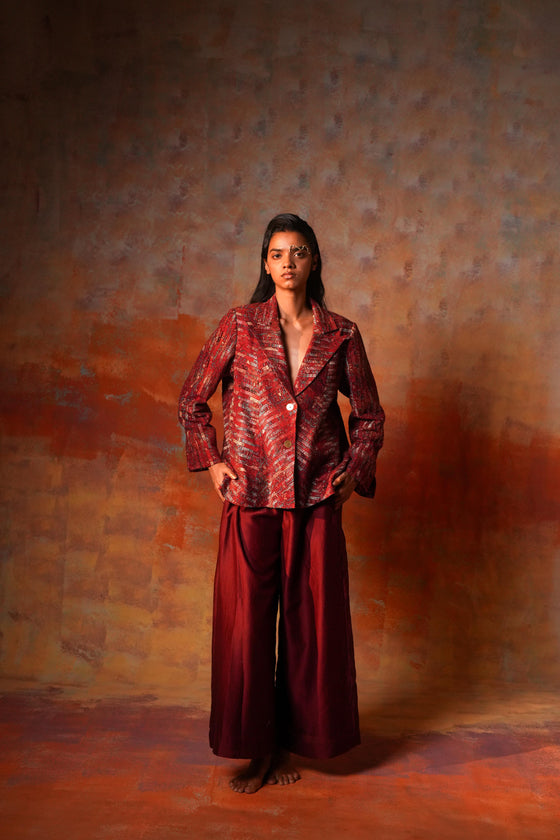 Chevron Jacket Ajrak Zari Woven