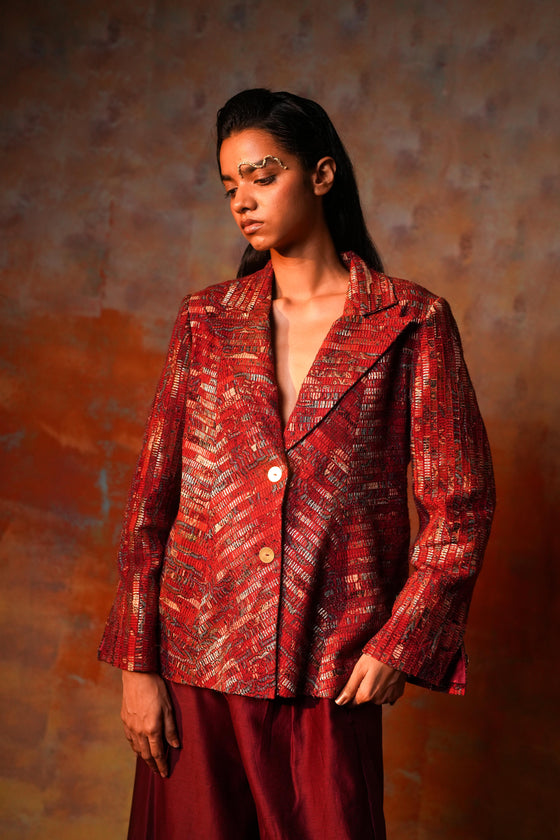 Chevron Jacket Ajrak Zari Woven