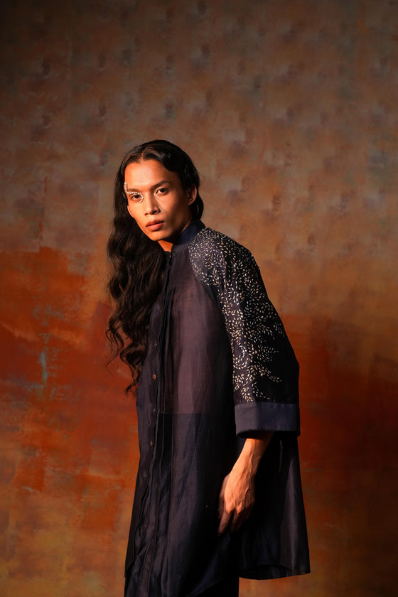Bell Sleeves Tunic Emb Indigo