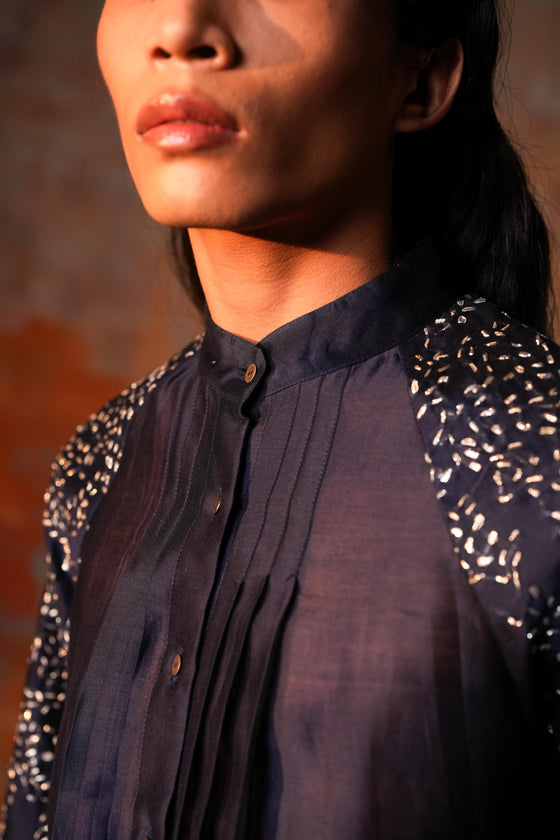 Bell Sleeves Tunic Emb Indigo