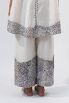 Embroidered Trousers-Multi Color Embroidery on White