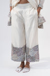 Embroidered Trousers-Multi Color Embroidery on White