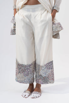  Embroidered Trousers-Multi Color Embroidery on White