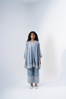  Swing Tunic - White Embroidery on Grey