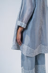 Swing Tunic - White Embroidery on Grey