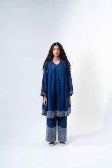  Swing Tunic - White Embroidery on Midnight Blue