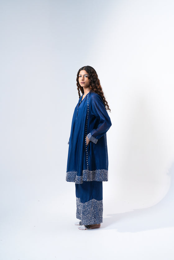 Swing Tunic - White Embroidery on Midnight Blue