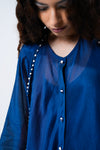 Swing Tunic - White Embroidery on Midnight Blue