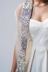 Box Pleated Spagetti Dress- Multi Color Embroidery on White