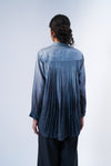 Pleated Shirt - Tonal Embroidery on Grey Ombre