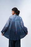 Pleated Shirt - Tonal Embroidery on Grey Ombre