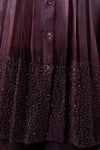 Pleated Shirt- Tonal embroidery on Plum Ombre