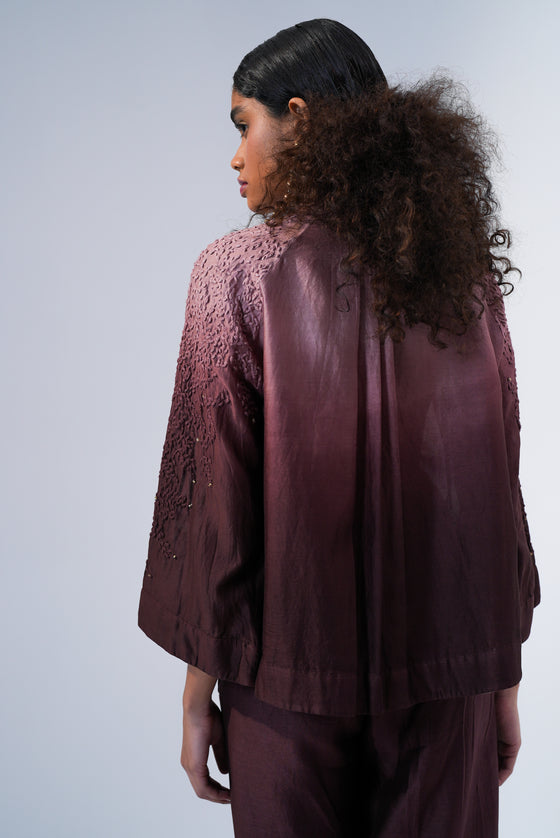 Bell Sleeve Ombre Shirt- Plum