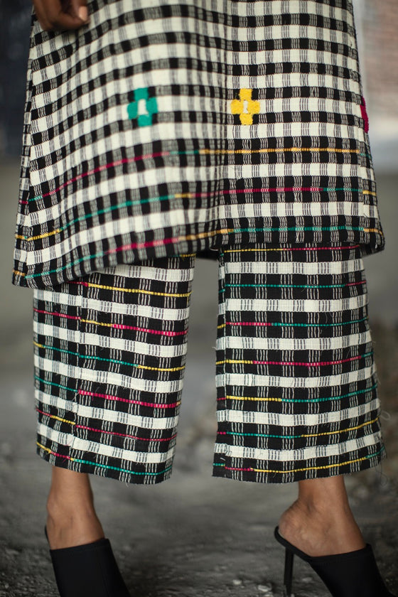 Gingham Check Jamdani Kurta