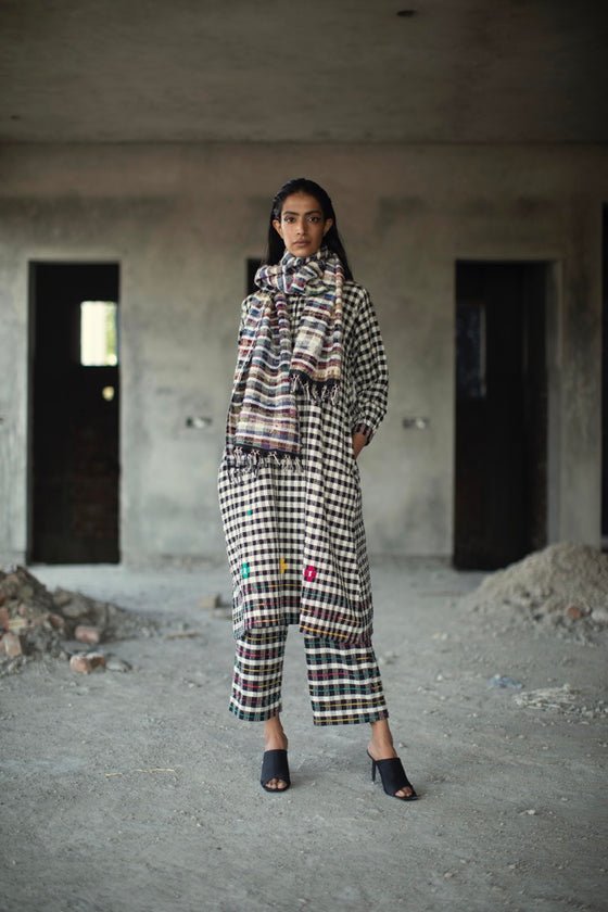 Gingham Check Jamdani Kurta