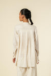 Pleated Shirt Chalk Leno