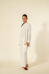 Pleated Shirt Chalk Leno