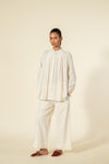 Pleated Shirt Chalk Leno