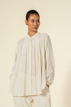 Pleated Shirt Chalk Leno